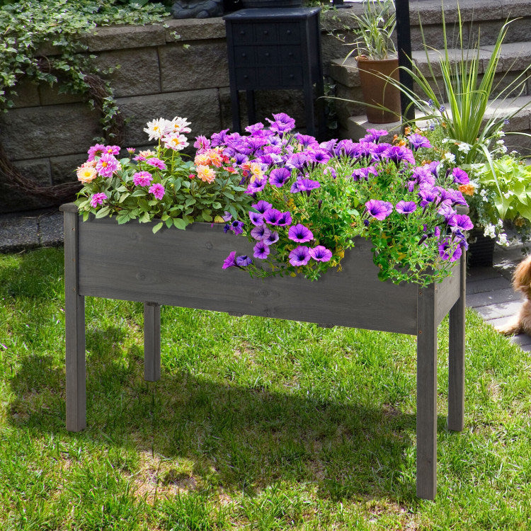 Wooden Raised Vegetable Garden Bed Elevated Grow Vegetable Planter Doba grey